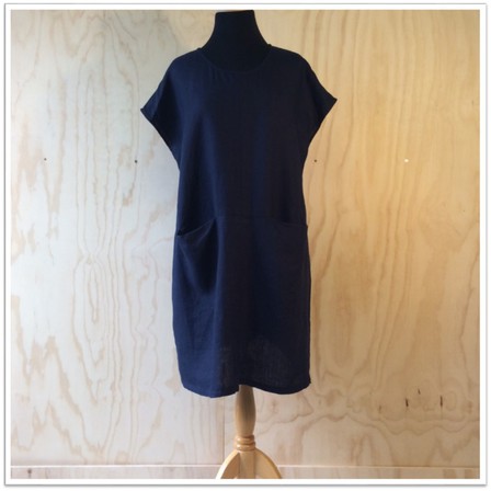 Ettie linen dress in Bright Navy